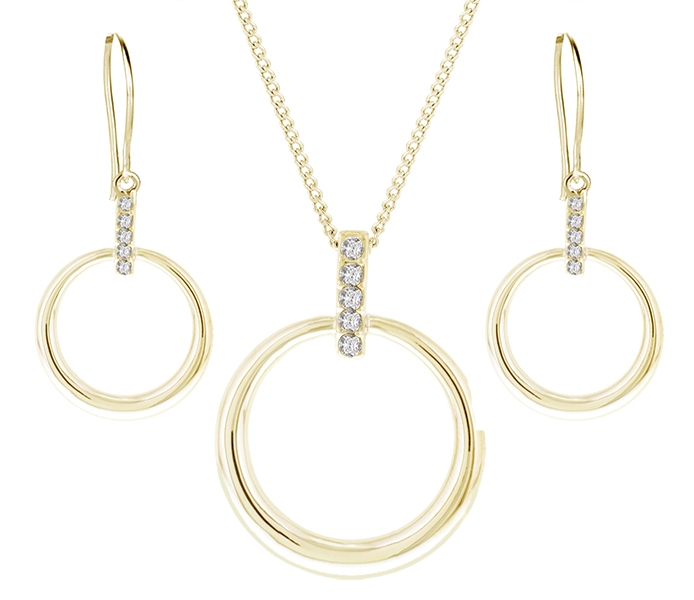 Horizon Pendant and Earrings in 14K Gold Plate